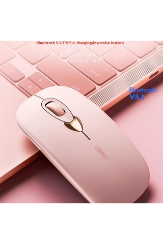 Inphıc Q8 Kablosuz Bluetooth Fare Kadınlar İçin 1600 Dpı Şarj Edilebilir Dilsiz Fare Dizüstü Pc İçin