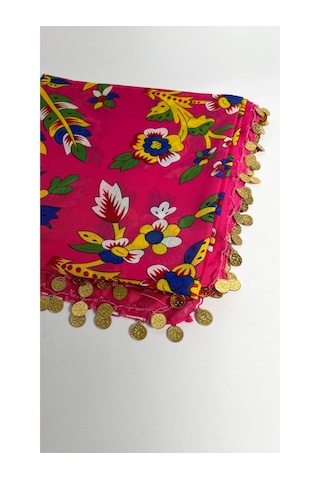 Çengelköy Desenli Pullu Yazma 100x100 Cm Etnik Çiçekli Başörtüsü Çeyizlik Ve Günlük Pembe