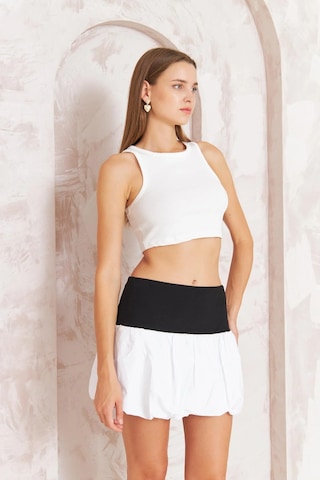 Kadın Beyaz Mini Balon Etek Dm2038 Beyaz