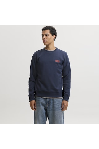 Jack & Jones Erkek Gögüs Baskili Regular Fit Bisiklet Yaka Sweatshirt - Rush - 12298426 Lacivert
