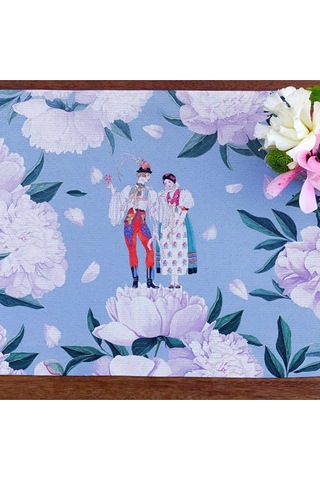 Blue - White Rose Kumaş Amerikan Servis 4'lü Set - 35x50 Keten, Ulusl.yıkama Ve Solmama Sertifikası Çok Renkli