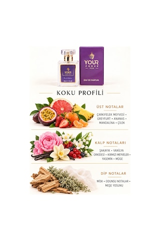 Your Prose K102 Çarkıfelek Meyvesi Ve Şakayık Notalı Ferah Meyvemsi Çiçeksi Kadın Parfümü Edp 50 Ml - 8690352000012yp102 Meyveli