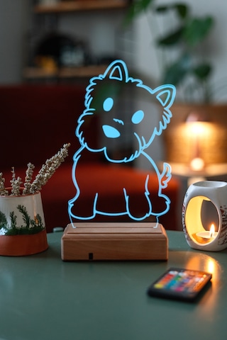 Kişiye Özel Şirin Köpek Masaüstü 3D Led Lamba