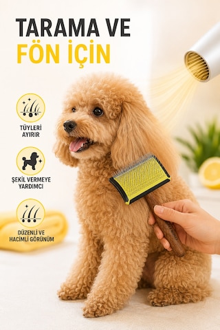 Artero Maya Kedi Köpek Uzun Ve Sık Pinli Tarama Ve Fön Fırçası Sarı Medium