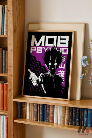 Mob Psycho Shigeo Poster, Ahşap Çerçeveli Duvar Tablosu - Anime Severlere Özel Hediye