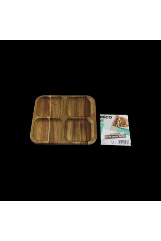 Hubrendy Tedarik Akasya Ahşap 4 Bölmeli Kare Servis Tepsisi 20x20x1.4 Cm 1456034