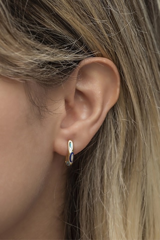 Nereze 925 Ayar Gümüş Gold 15 MM Lazer Mineli Halka Küpe