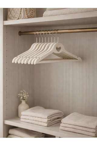 Vichy 5 Li Kaymaz Elbise Askısı 42,5 Cm Krem Renk Şık Dolap Düzenleyici Vch-7015 Açık Bej