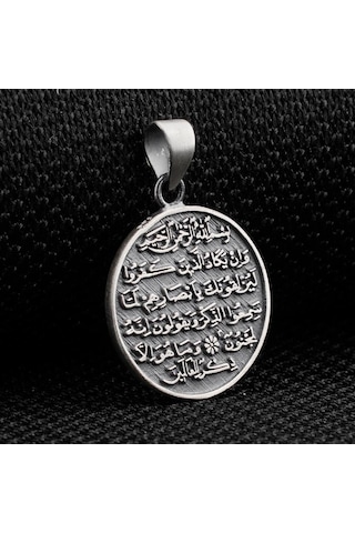 Deri İpli Ayetel Kürsi ve Nazar Dualı 925 Ayar Gümüş Kolye