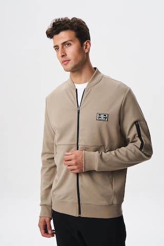AR-MA Arma Erkek Slim Fit Scuba Su Geçirmeyen Kumaş Basic Kol Cepli Tam Fermuar Kolej Yaka Sweatshirt K28324988301 Gri