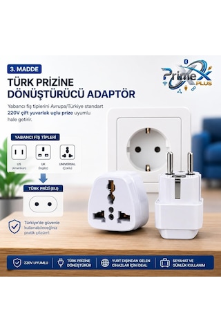 Primex Px-amc1 Universal Priz Dönüştürücü, Amerikan Priz Ve İngiliz Priz Türk Çevirici Adaptör, Us/uk To Eu Türk Fiş Adaptörü Seyahat Tipi Çevirici Çok Renkli