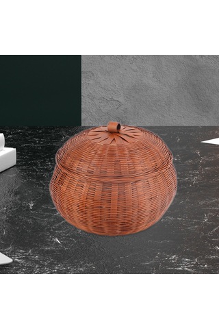 Suntek El Dokuma Balkabağı FYuvarlak Rattan Saklama Kutusu