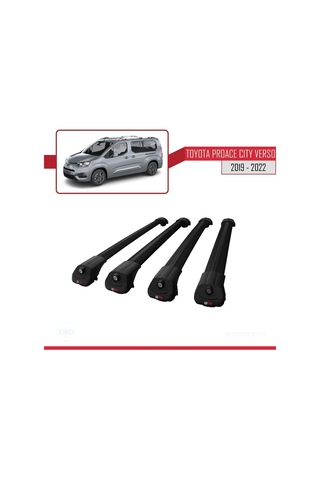 Toyota Proace City Verso 2019-2022 Arası İle Uyumlu Ace-1 Ara Atkı Tavan Barı Siyah 4 Adet Bar