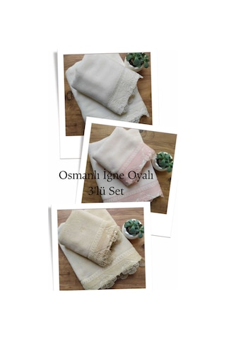 Osmanlı İğne Oyalı 6 lı Set El ve Yüz Havlusu 50/90 30/50cm Çok Renkli