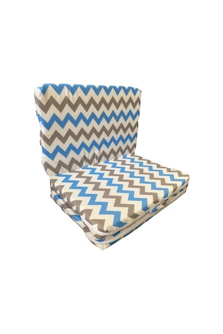 Katlanır Çocuk Yatağı Sünger Yatak Çocuk Oyun Minderi 60x120-4 Cm Mavi-gri Zikzak