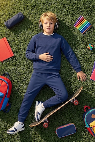 TOMMYLIFE Parlament Standart Fit Basic Dikiş Detaylı Erkek Çocuk Eşofman Takım - 11325 Parlement Mavisi
