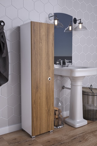 Saltık Çok Amaçlı Banyo Mutfak Balkon Antre Dolabı Kiler Ceviz - Beyaz