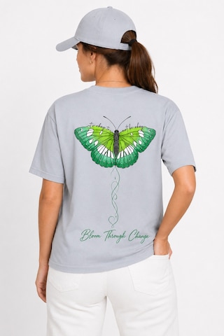 Bayloranzzo Love Of Butterfly %100 Pamuk Heavy Cotton Premium Kalite Kadın Tişört Gri