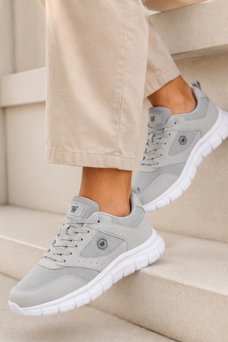 Purewalk Unisex Gri Kalın Tabanlı Spor Ayakkabı - Hafif Esnek Günlük Yürüyüş Sneaker Rahat Koşu ...