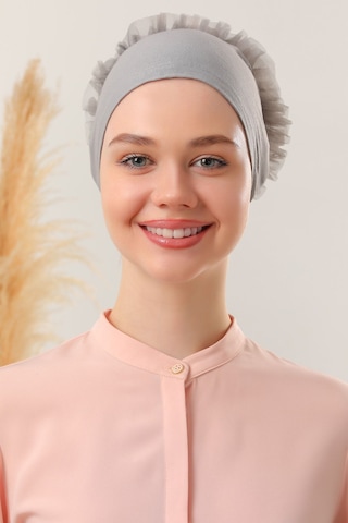 Melodi Scarf Tesettür Fırfırlı Bone Gri Gri