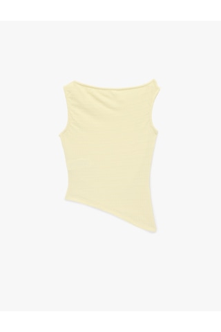 Koton Asimetrik Drapeli Kolsuz Slim Fit Bürümcük Kolsuz Bluz Sarı 6sal30097ık Sarı