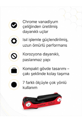 Eltos Çakı Alyan Seti 7 Parça 2.5-8 Mm Altı Köşe Katlanır Alyan Anahtar Takımı