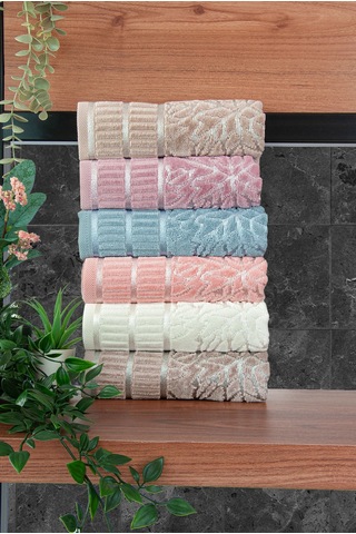 Çınar Jakarlı 6 Lı Kadife Pamuklu El Ve Yüz Havlu Seti 50x90 Cm - 04557 - Karışık Renkli Çok Renkli
