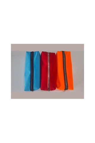 Kalemlik 3lü Set/paket Organizer Makyaj Çok Amaçlı Pinterest Okula Dönüş Çantası Tek Bölmeli Neon Turkuaz+kırmızı+neon Oranj