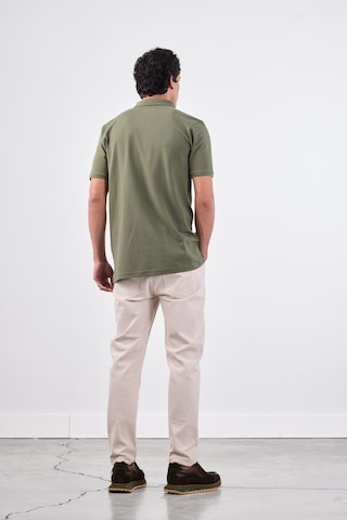 Dufy Haki Polo Yaka Pamuklu Düz Renk Slim Fit Erkek T-shirt Haki
