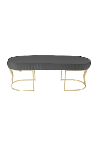Viego Gold Striped- Gri Kapitoneli Chester Model Puf & Bench & Koltuk & Uzun Makyaj Puff & Yatak Ucu &önü