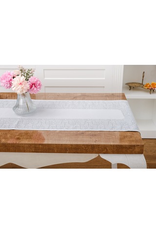 Finezza Ayda Jakar Polyester Kumaş Gri Runner 45x150 cm - 1417