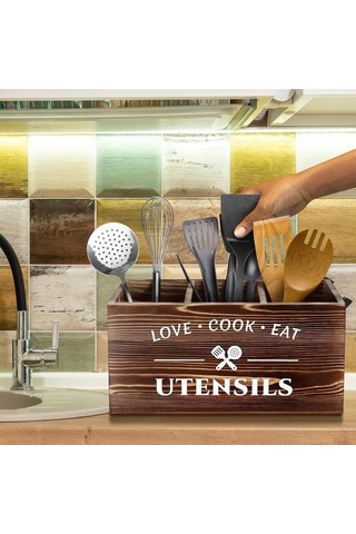 Dancemonkey Mutfak Eşyası Düzenleyici Kutusu, Bıçak, Çatal Ve Kaşık Sınıflandırıcı, Kahverengi Saklama Sepeti Kahverengi