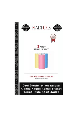 Özel Üretim Etiket Rulosu Ajanda Kağıdı Renkli 1paket Termal Rulo Kağıt 3adet