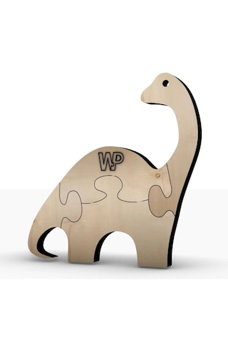 Masif Ahşap Puzzle Çocuklar İçin Boyanabilir Dinazor Boya Setli