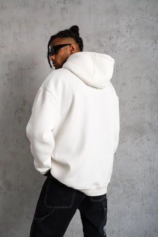 Novalisse Erkek 3 İplik Pamuklu Kapüşonlu Cepli Düz Hoodie Sweatshirt - Beyaz Çoklu Renk
