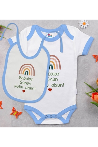 Bk Kids Babalar Günün Kutlu Olsun Tasarımlı Mavi Bebek Body Zıbın Çok Renkli