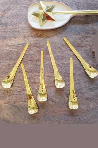 Jasper D-298 Gold Çay Kaşığı Kahve Dondurma Tatlı Pasta Şeker Kaşık Set Altın