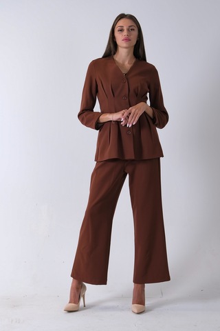 Feminist Kahve Önü 4 Düğme Kapamalı Pantolonlu Takım 4592261.05 Kahve