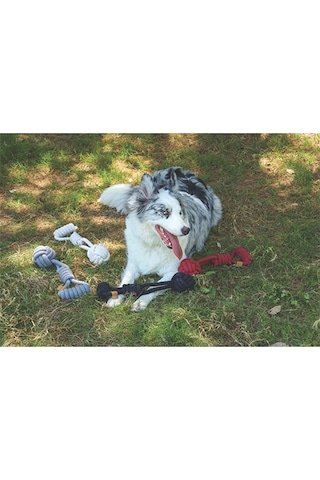 M-pets Çekmeli Örgü Top Köpek Oyuncağı Gri 36 Cm 244-50045.01