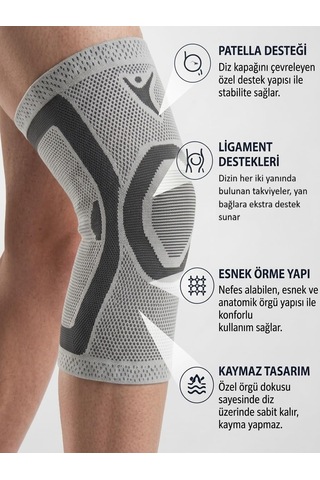 Patella Ligament Destekli 3d Örgü Dizlik - Esnek Eklem Sabitleyici - Sporcu Ve Günlük Kullanıma Uygun, Large Genel
