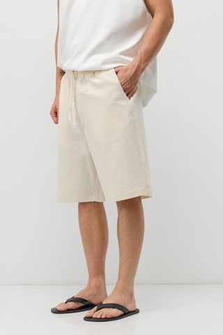 Vamos Basic Oversize Keten Şort Naturel