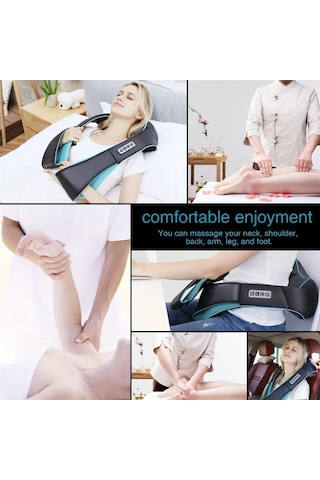 Valkyrie Şarjlı Shiatsu Bel Bacak Ayak Sırt Boyun Masaj Aleti Isıtmalı 8 Nodüllü 1. Kalite Kas Gevşetici Masaj Cihazı Siyah