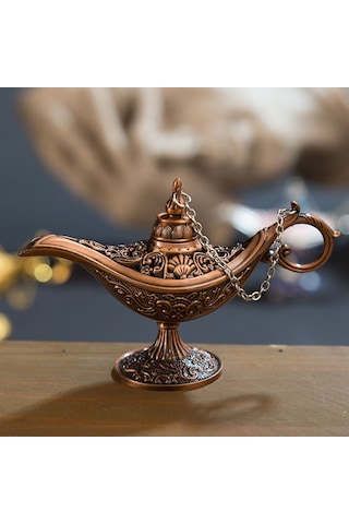Geeroyoo Alaaddin'in Sihirli Lambası Metal Esanslı Tütsü Aromaterapi Ev Dekor Hediyelik Eşya, Gümüş Renk
