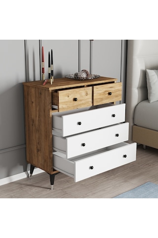 Moxen Mobilya S14 Çam- Beyaz Şifonyer