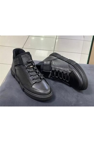 James Franco 5170 Bilek Boy Lastikli Deri Erkek Yarım Bot Siyah