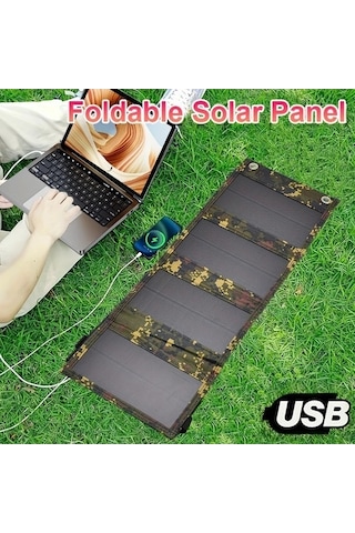 Besthome1 Dream011 1 Adet Taşınabilir Katlanabilir Güneş Paneli Siyah Usb Arayüzü Telefon Tablet Şarj Kampçılık Seyahat Monokr