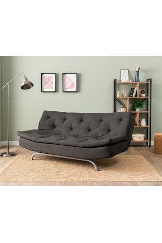 Pafu Rivo Üçlü Yataklı Koltuk - Keten Koyu Gri Koyu Gri