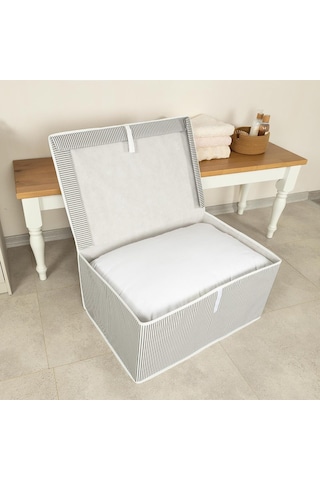 Çok Amaçlı Düzenleyici Kapaklı Sandık Tipi Kutu Hurç Organizer 50 X 40 X 30, Gri