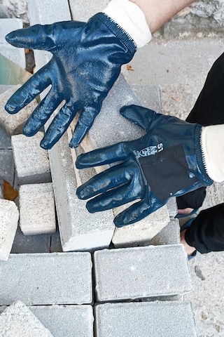 Nitril Tam Kaplamalı İnşaat İşçi Eldiveni 10 Numara Mavi - Taşcı Eldiveni