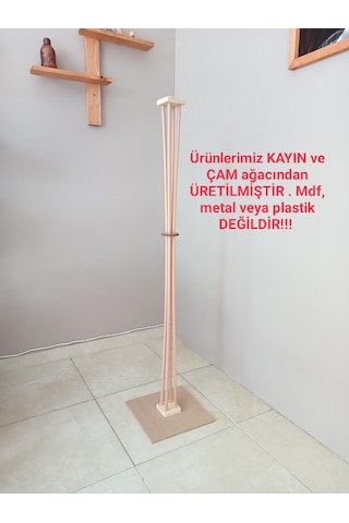 Ahşap Ayaklı Lambader Koyu Meşe Turuncu Başlık